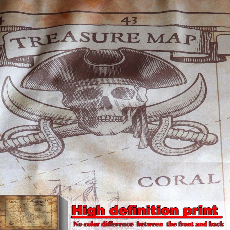 Pirate Treasure Map Background Banner Flag 3X5Ft -Four Brass Grommets
