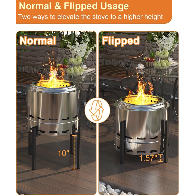 Garbuildman 15-27 Inch Universal Firepit Stand for Solo Stove Bonfire
