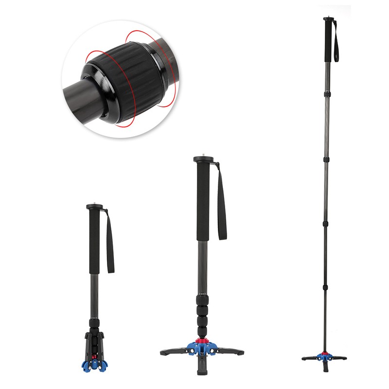 C-333+M-1 Carbon Fiber Portable Outdoor Telescopic Monopod Tripod Mountaineering Cane
