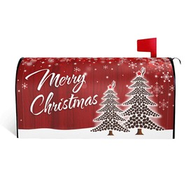 Merry Christmas Mailbox Cover Magnetic Winter Snowflake Tree Mailbox Wraps Post Letter Box Cover for Garden Yard Home Decor Standard Size 21" x 18"