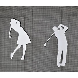 DCentral® Golfers - Man & Woman Flexible Safety Screen Magnets: Double-Sided. Bright White-Easier to See Day & Night. Decorative. Helps to Stop Walking into Screens, Size W 5.5" x L 3"