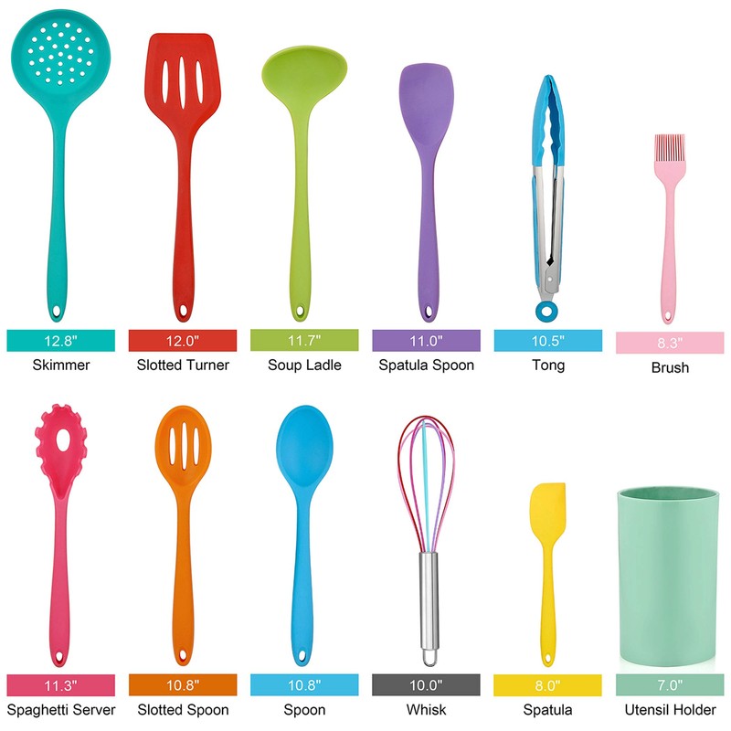 LIANYU 12-Piece Silicone Kitchen Cooking Utensils with Holder, Kitchen Tools