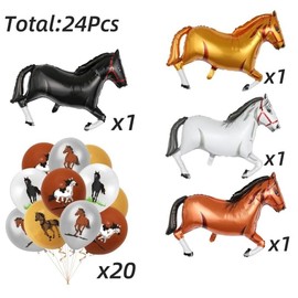 Girouette 24pcs Horse balloons 40x28in Aluminum film Horse balloons Western Cowboy Party Horse Balloons Western party Decorations For Baby Shower Birt