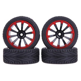 LAFEINA 4PCS RC Tire and Plastic Wheel Set for 1/10 Scale On Road Touring Racing Drift Car Traxxas HSP HPI Tamiya
