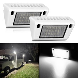 Nilight RV Exterior Light 2PCS 5 Inch Porch Lights Flood Beam 12V 24V LED Scene Cargo Lighting White Aluminum Housing for RVs Trailers Travel Campers 5th Wheels Motorhome SUV Truck