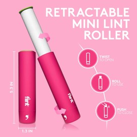 Flint Classic Pink Retractable Mini Lint Roller with 30 Extra Sticky Sheets, Small and Portable Lint Roller, Ideal Pet Hair Remover, Travel Lint Rollers for pet Hair Extra Sticky