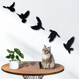 WINUSD Art Birds Wall Decor,5Pcs 3D Modern Black Birds Metal Wall Stickers for Living Room Study Bedroom Kitchen Indoor Outdoor(Set of 5 Birds)
