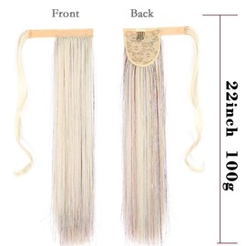 Platinum Blonde Ponytail Extension, 22Inch clip ponytail hair extensions Natural Soft straight Hairpiece Pony Tail for Women Girls (#60, 22inch straight)