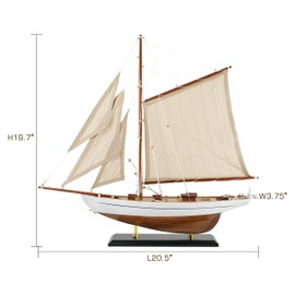 SAILINGSTORY Wooden Sailboat Decor Sailboat Model Boat Decor Ship Model Yacht Ivory Antique Finish