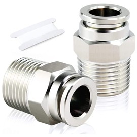 TAILONZ PNEUMATIC 304 Stainless Steel Male Straight 1/4 Inch Tube OD x 3/8 Inch NPT Thread Push to Connect Fittings PC-1/4-N3 (Pack of 5)