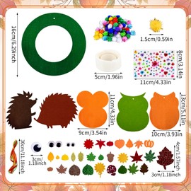 YumSur Autumn Wreaths Craft Set, Autumn Crafts Children, Thanksgiving Crafts, Foam Rubber Craft Set Children Autumn, Hedgehog Craft Set for Children, Felt Craft Set, Foam Rubber Sticker Autumn,