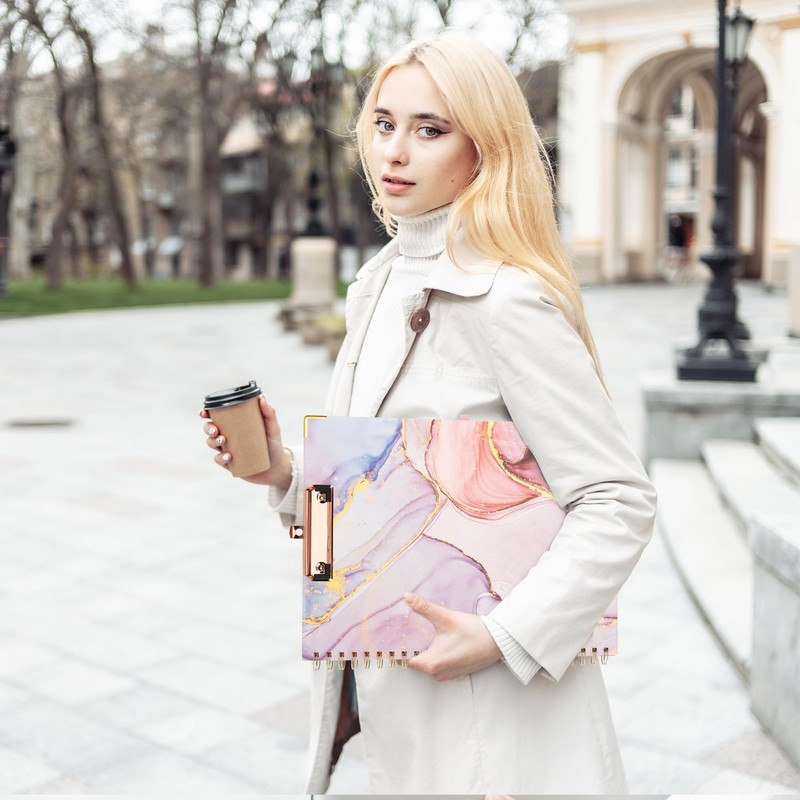 Pechor Clipboard Folio with Refillable Notepad Spiral A4 Clipboards, 5