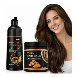 Kit Mascarilla Y Shampoo Tinte Cubre Canas Color Dark Brown
