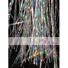 40" Hair Tinsel 100 Strands - Sparkling Silver