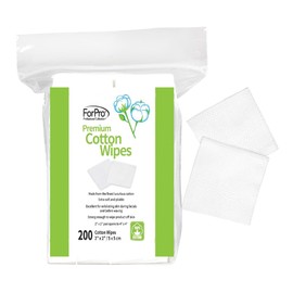 ForPro Professional Collection Premium Cotton Wipes, 100% Cotton, Extra-Soft, for Cosmetic, Nail, and Personal Care, 2” x 2”, 200-Count