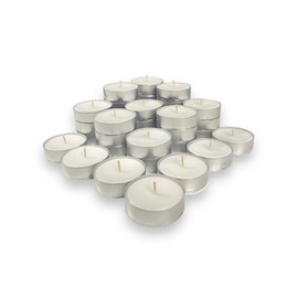 Metro Tea Lights White Unscented - Pack of 36 Large - 8 Hours Long Burning Time for Teapot Warmers, Decoration, Catering, Outdoor, Party, Wind Glasses - 57 mm