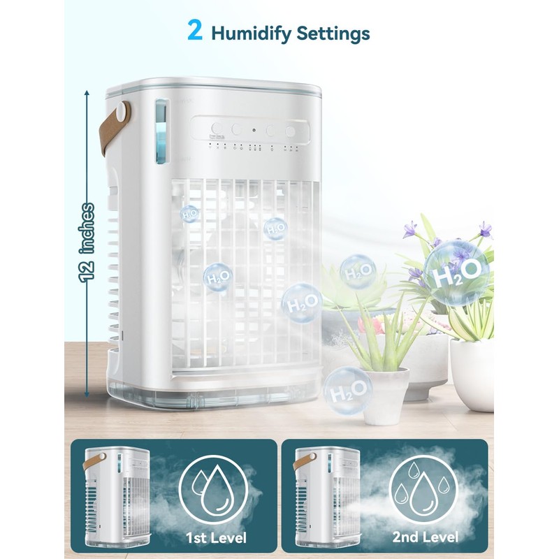 BALKO Mini Air Conditioner, 3 IN 1 Portable Desk Fan