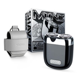 yoose Mini Shaver, Portable Alloy Electric Shavers for Men, Cordless Rechargeable Travel Shaver, Dry Shave, IPX7 Waterproof, Battery Indicator, Travel Lock, Electric Razor with Travel Case - Color: Black