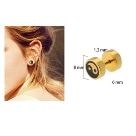 Yin and Yang Earrings Studs 8mm Round Taichi Balance Gauges Illusion Tunnel Screw Ear Plugs Earrings for Men Women