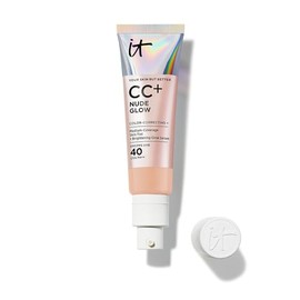 It Cosmetics CC Cream Nude Glow con Protector Solar FPS 40 + Suero Iluminador – Base de maquillaje con Niacinamida, Ácido Hialurónico, Cobertura Alta, Acabado Luminoso Natural, 32 ml