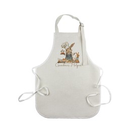 Purely Home Bunny Rabbit Childrens Apron - Grandmas Helper Cooking & Baking Kids Kitchen Gifts - Small Linen Apron with Adjustable Neck & Waist Ties