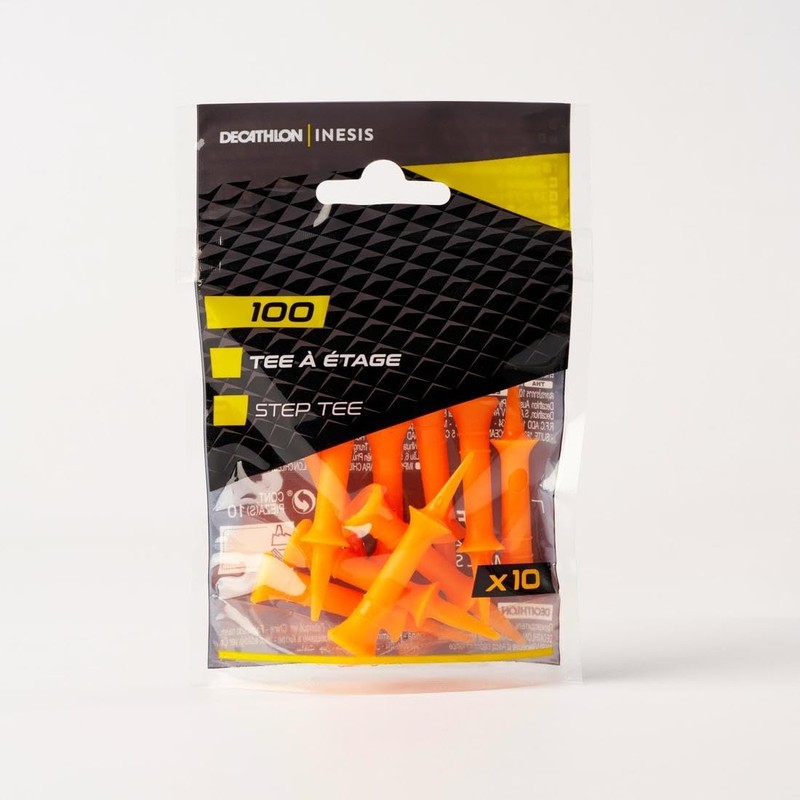 Decathlon 100 Golf Plastic Step Tees 37mm 10-Pack Unique Size