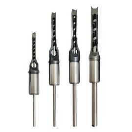 4pcs Wood Drill Bit Sets, Square Hole Drill Woodworking Drill Tools, Auger Mortising Drill Set,Woodworking Square Mortising Hole Saw Drill Bit Set