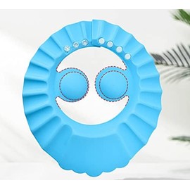 Kangwell Shower Cap Bathing Cap | with Earshield Soft Adjustable Visor Hat Safe Shampoo Shower Bathing Protection Bath Cap for Elderly, Pregnant and the Disable Patient (BLUE)