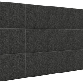 Gute Large Cork Board Alternative, 12 Pcs Felt Wall Tiles with Safe Adhesive Tabs, 12“ Large Square Pin Board for Walls & Office Pin Board Tack Board (Assembled 48"x38") - Dark Gray