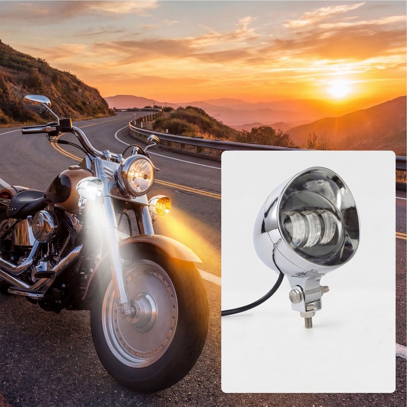 Anki HappiGo 4.5 Inch 2 Pcs Chrome LED Motorcycle Fog