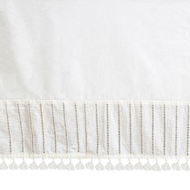 Crane Baby Boho Cotton Baby Crib Skirt with Fringe, White Bed Skirt Fits Standard Cribs, Skirting 28” X 52” X 8”, Off White Neutral Crib Skirts for Nursery