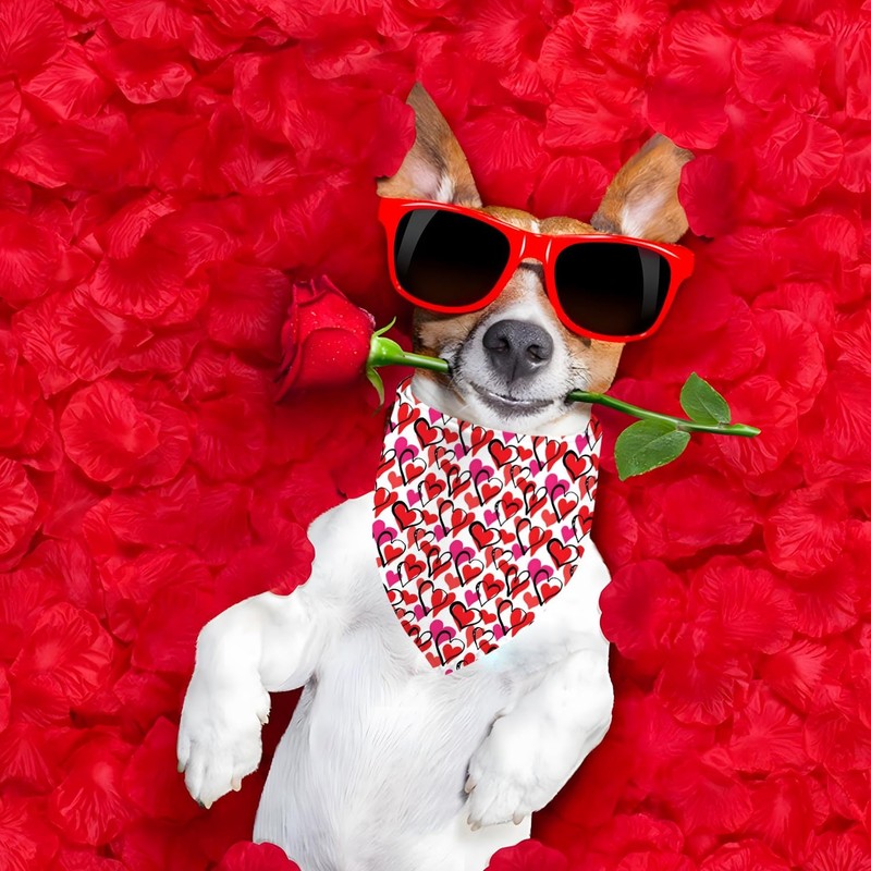 Valentines Dog Bandana Reversible Triangle Bibs Scarf Mother's Day Bandanas