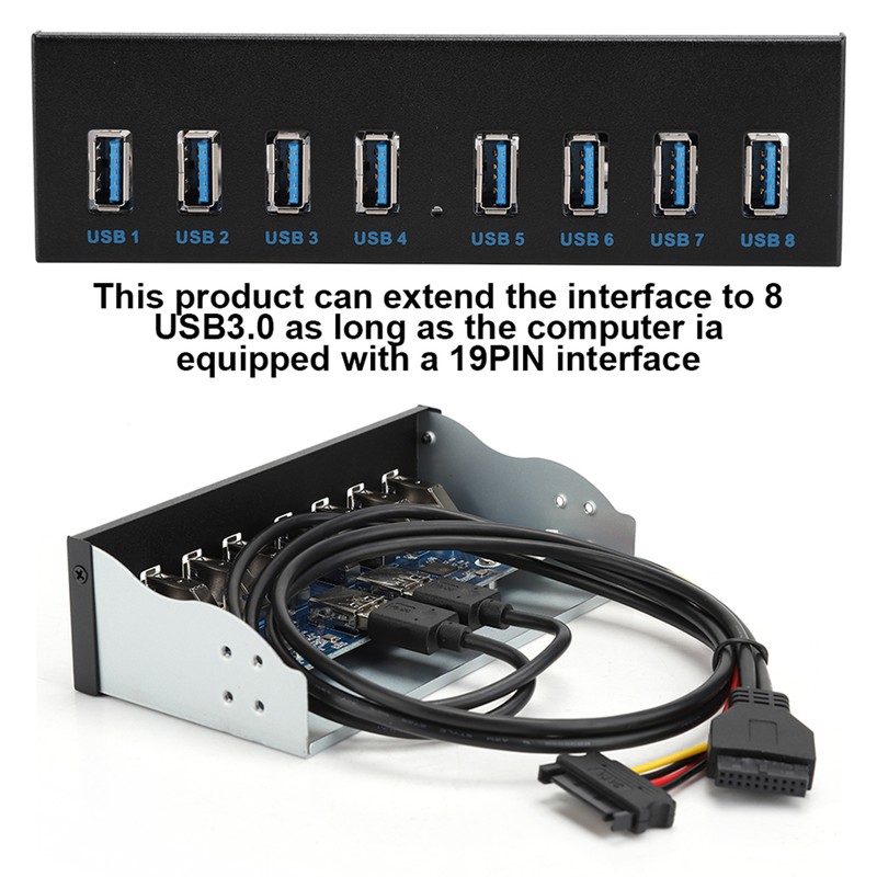 USB3.0 19PIN 8 Ports Hub Optical Drive Extension Front Panel