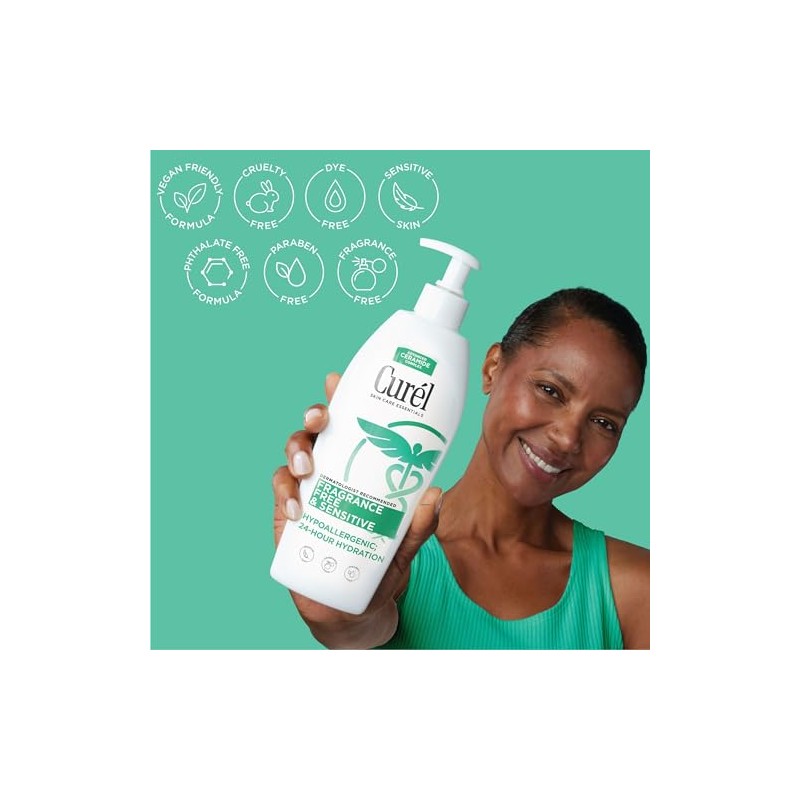 Curél Fragrance Free Body Lotion, Unscented Dry Skin Moisturizer for