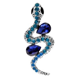 Crystal Snake Brooch for Women Vintage Rhinestone Snake Brooch Pins Lucky Animal Personality Snake Pins Retro Metal Viper Serpent Brooch Trendy Jewelry Accessories (blue)
