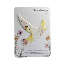 Of The Earth Handmade Paper - Custom Favors - Baby Shower/Wedding/Celebration - Bird Variations - Recycled Card 3.5" x 4.875" w/Seed Paper Bird Shape 2.9" x 3.3" - Set of 16 (Custom Message)