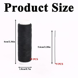5 Pcs Black Thread, Sewing Thread, Strong Black Cotton Thread Ideal for All Materials and Fabrics Suitable for Hand-Sewing Jeans and DIY Accessories