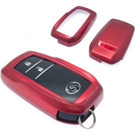 Nordecco ABS Gloss Case Compatible with HILUX INNOVA FORTUNER SW4 CHR 200 Avensis AURIS Corolla 2/3/4 Buttons Smart Keyless Entry Remote (Red)