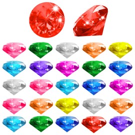Leikedun Pack of 10 40 mm Children's Diamond Gemstones Set Pirate Treasure Hunt Toy Gift for Birthday Christmas Wedding Decoration Colourful Acrylic Large Transparent Crystal Pool Toys (Diamond, 10)