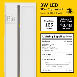 GETINLIGHT 9-Inch Swivel LED Under Cabinet Light, 3-CCT Selectable, White