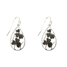 Irish Connemara Marble: Sterling Silver Inlaid"Shamrock" Hanging Earrings