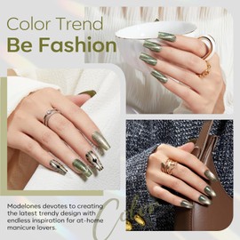 modelones Cat Eye Gel Nail Polish, 15 ML Glitter Green Gel Polish with Magnet Christmas Sparkle Galaxy Series Fall Winter Nail Gel Polish Soak Off Led Reflective Nail Art Gel Manicure Salon DIY Gifts