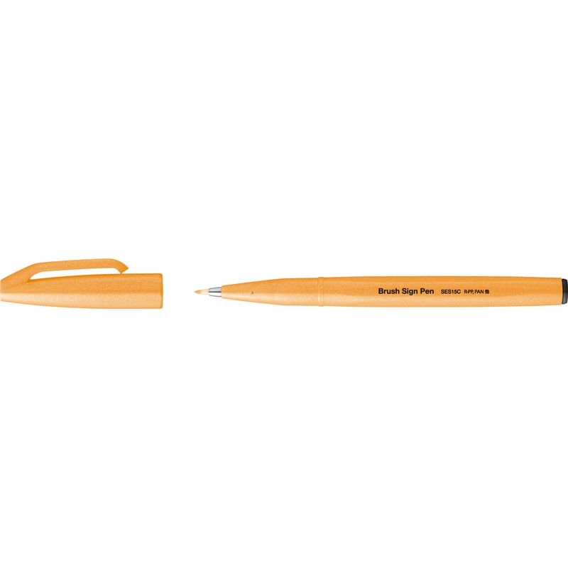 Pentel SES15C-FFX Brush Sign Pen Neon Orange Fibre Tip Brush
