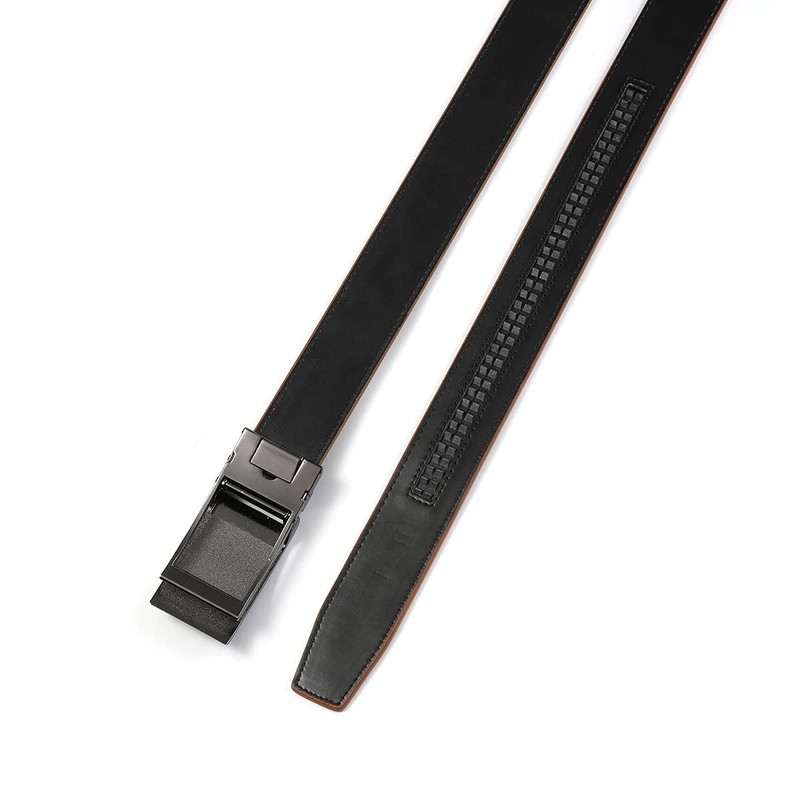 VRLEGEND Men's Automatic Leather Belt, Ratchet Belt without Holes for