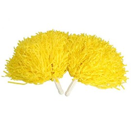 2 Pcs Cheerleaders Cheerleading Poms, Special for Kindergarten Dance Cheerleading Kit Accessories Cheer Poms Children’ s Activities Cheerleading Kit Straight Handle Style (Yellow)