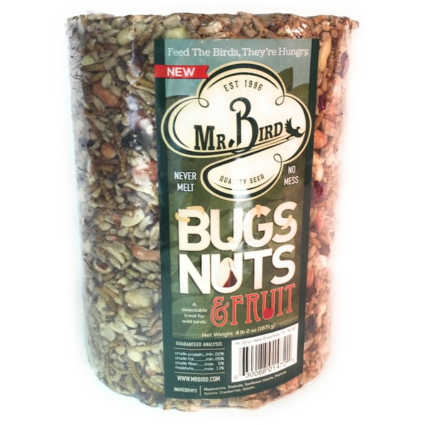 Mr. Bird Wild Bird Seed Large Cylinder Bugs, Nuts & Fruit 4 lbs. 2 oz.