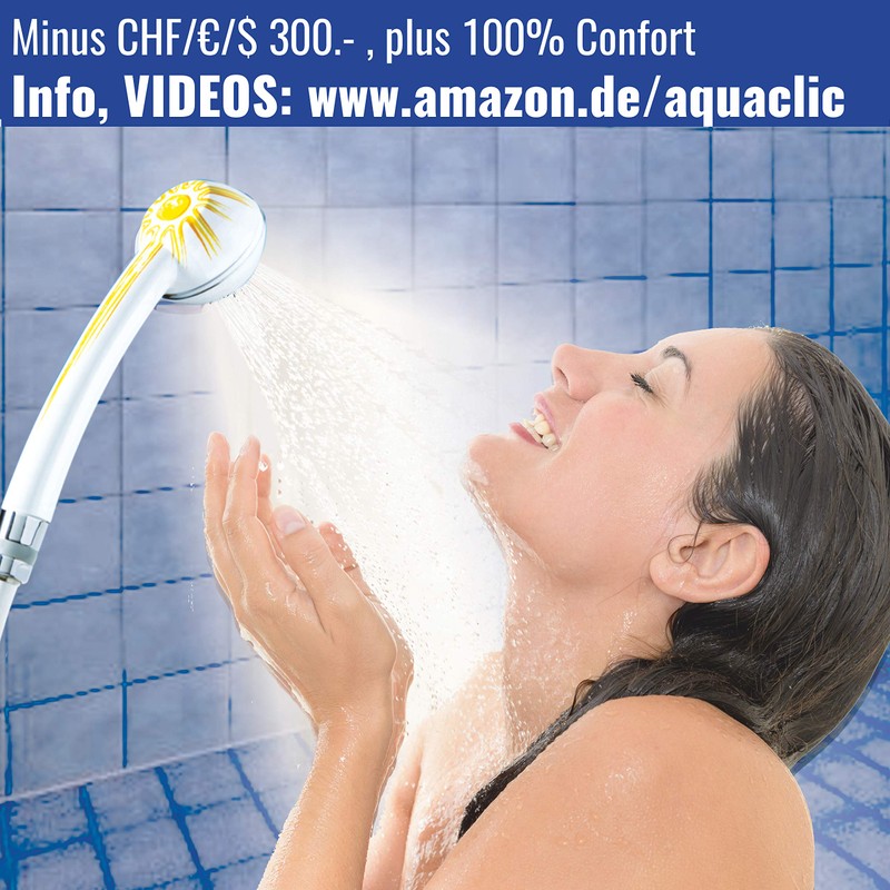 Shower Head with Hose, 175 cm, Extra Strong, Anti-Limescale Premium