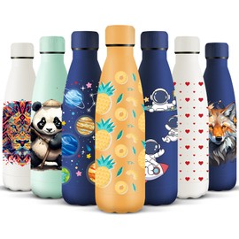 HoneyHolly Stainless Steel Water Bottle, 500 ml, BPA-Free, Thermos Flask, 18/8 Stainless Steel, Children's Water Bottle, Double-Walled Vacuum Insulated, Thermos Flask for School, Outdoor, Camping,