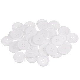 HARFINGTON 100pcs 40L Sewing Buttons 1"(25mm) Resin Round Flat 4-Hole Craft Buttons for Sewing Clothing and DIY, White