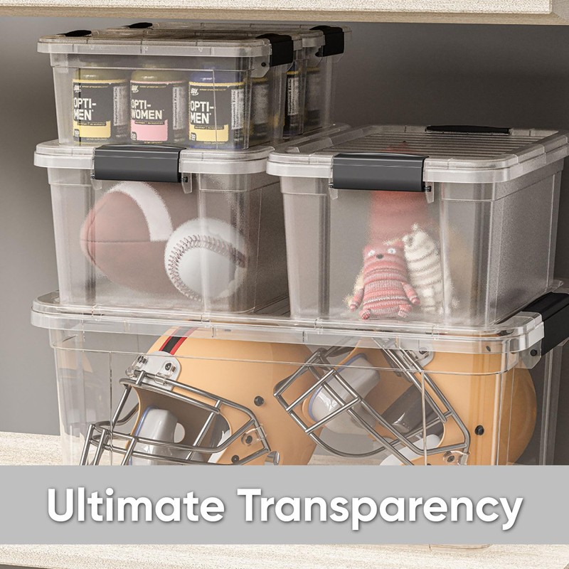 Superio Clear Storage Boxes with Lids, BPA Free Plastic Containers,